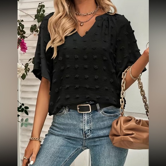 Boho V neck Swiss dot blouse - Picture 10 of 16